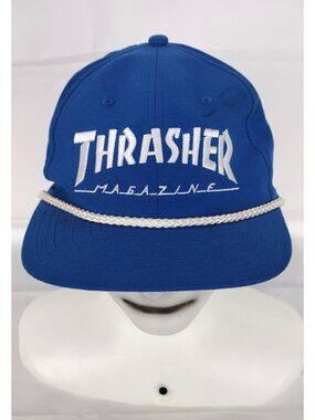 Vintage Thrasher Rope Snapback Cap Royal/White-100% cotton-Embroidered Thrasher